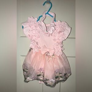 Pink Floral fairy Baby Dress onesie